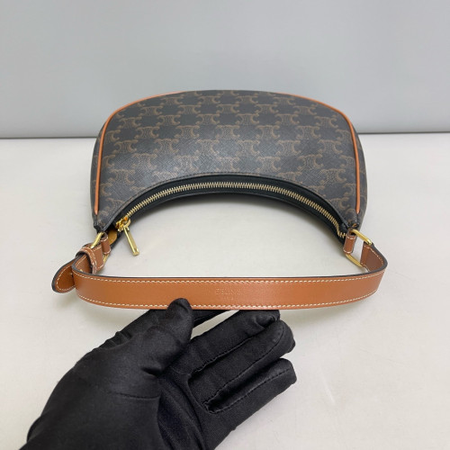 Celine Medium Ava Triomphe Shoulder Bag Triomphe Brown Black