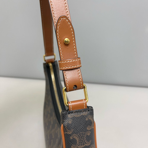 Celine Medium Ava Triomphe Shoulder Bag Triomphe Brown Black