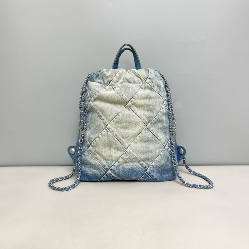 Chanel Quilted Medium 22 Backpack Denim Blue