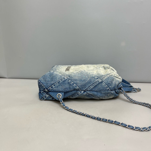 Chanel Quilted Medium 22 Backpack Denim Blue