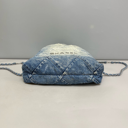 Chanel Quilted Medium 22 Backpack Denim Blue