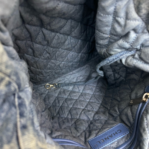 Chanel Quilted Medium 22 Backpack Denim Blue