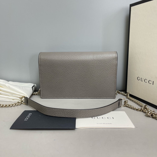 Gucci Interlocking G Chain Wallet Grained Calfskin Grey