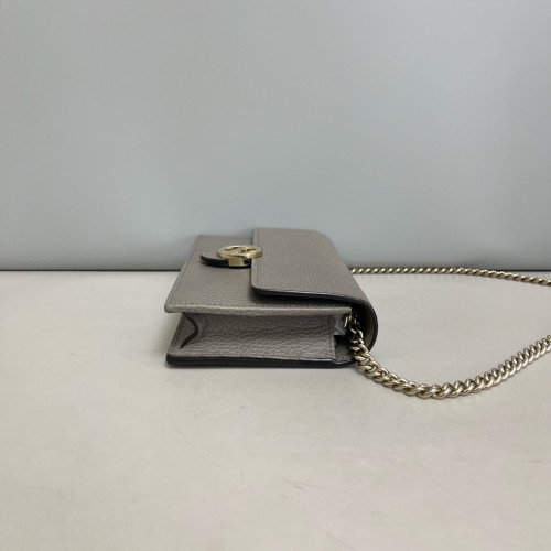 Gucci Interlocking G Chain Wallet Grained Calfskin Grey