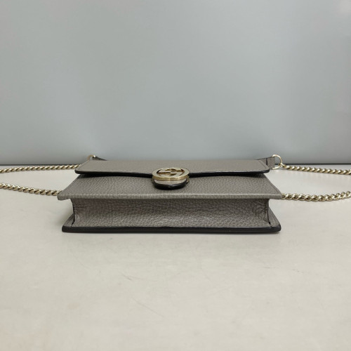 Gucci Interlocking G Chain Wallet Grained Calfskin Grey
