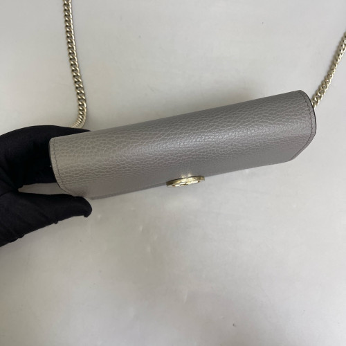 Gucci Interlocking G Chain Wallet Grained Calfskin Grey
