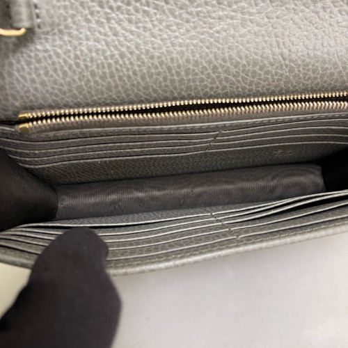 Gucci Interlocking G Chain Wallet Grained Calfskin Grey