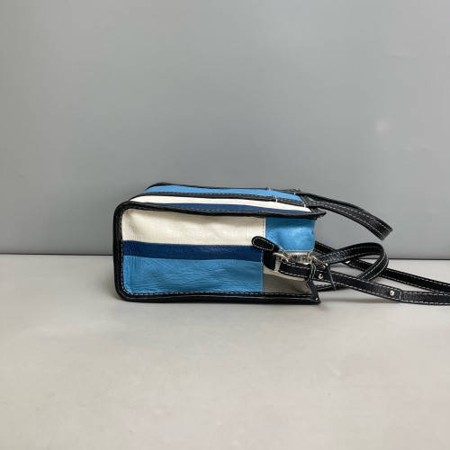 Balenciaga Xs Bazar Shopper Tote Pull Up Leather Black Grey Blue