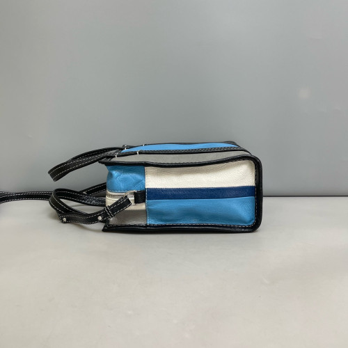 Balenciaga Xs Bazar Shopper Tote Pull Up Leather Black Grey Blue