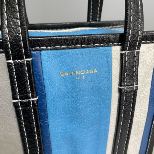 Balenciaga Xs Bazar Shopper Tote Pull Up Leather Black Grey Blue
