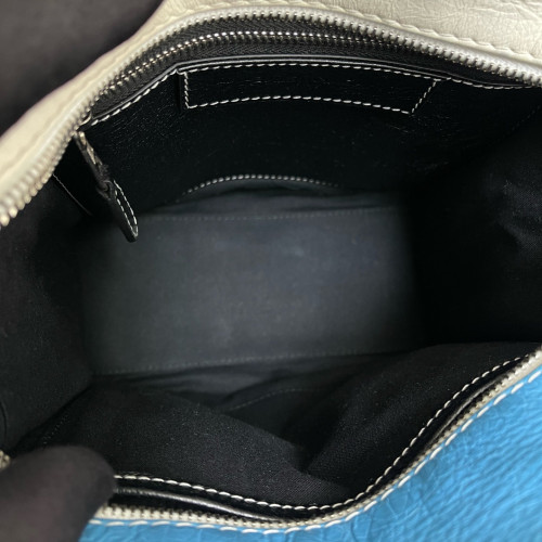 Balenciaga Xs Bazar Shopper Tote Pull Up Leather Black Grey Blue