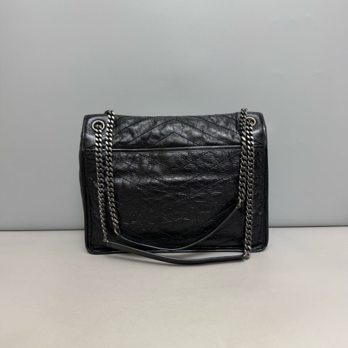 Yves Saint Laurent Large Niki Messenger Pull Up Leather Black