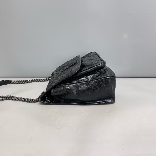 Yves Saint Laurent Large Niki Messenger Pull Up Leather Black