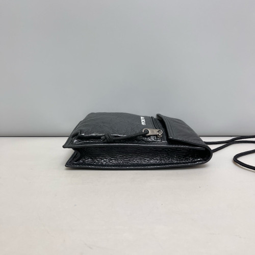 Balenciaga Phone Holder Pull Up Leather Black