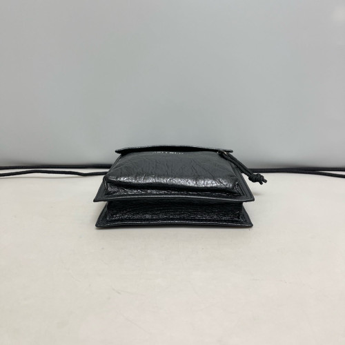 Balenciaga Phone Holder Pull Up Leather Black