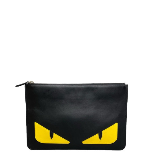 Fendi Clutch Calfskin Black Yellow