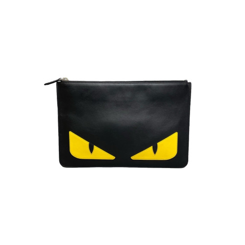 Fendi Clutch Calfskin Black Yellow