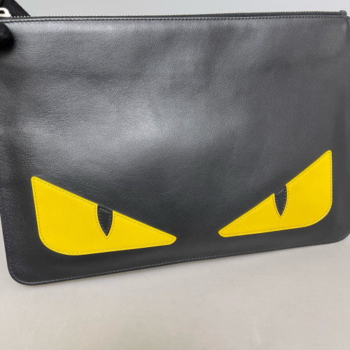 Fendi Clutch Calfskin Black Yellow