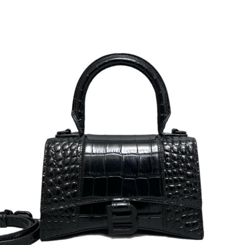 Balenciaga Hourglass Xs Calfskin Crocodile Embossed Black Balenciaga Hourglass Xs Calfskin Crocodile Embossed Black