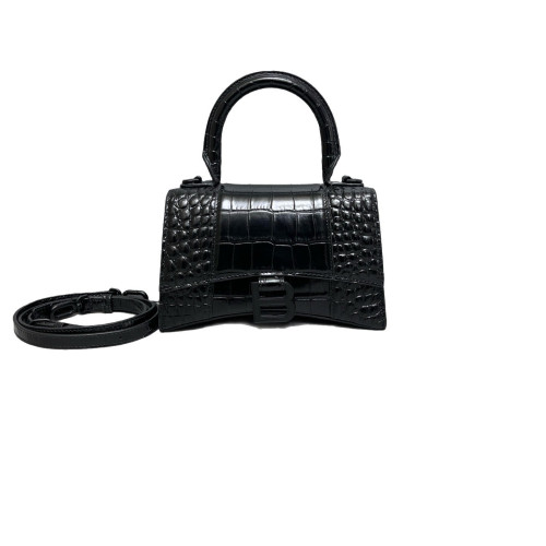 Balenciaga Hourglass Xs Calfskin Crocodile Embossed Black Balenciaga Hourglass Xs Calfskin Crocodile Embossed Black
