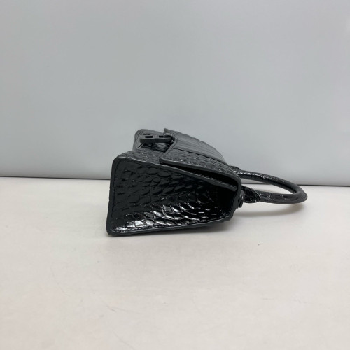 Balenciaga Hourglass Xs Calfskin Crocodile Embossed Black Balenciaga Hourglass Xs Calfskin Crocodile Embossed Black