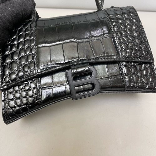 Balenciaga Hourglass Xs Calfskin Crocodile Embossed Black Balenciaga Hourglass Xs Calfskin Crocodile Embossed Black