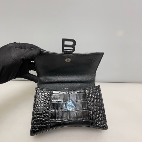 Balenciaga Hourglass Xs Calfskin Crocodile Embossed Black Balenciaga Hourglass Xs Calfskin Crocodile Embossed Black