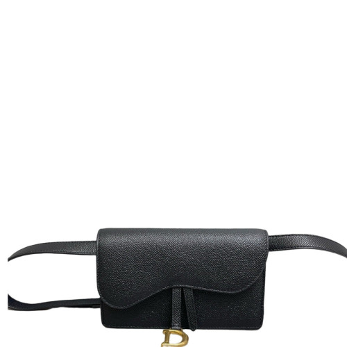 Dior Slim Saddle Pouch Grained Calfskin Black