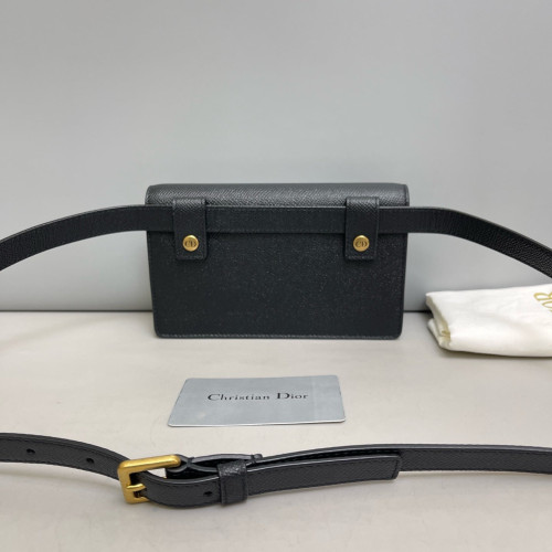 Dior Slim Saddle Pouch Grained Calfskin Black