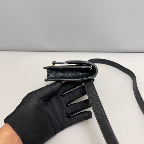Dior Slim Saddle Pouch Grained Calfskin Black