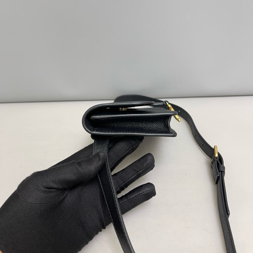 Dior Slim Saddle Pouch Grained Calfskin Black