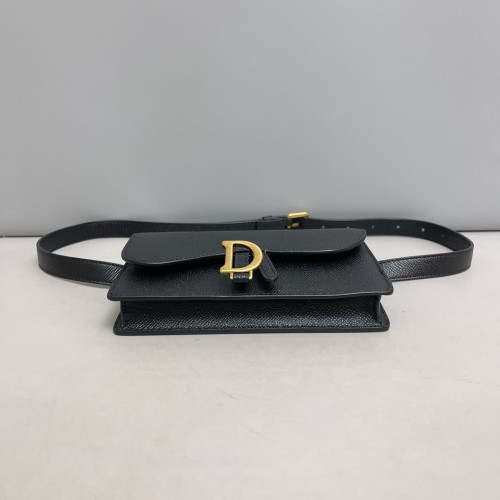 Dior Slim Saddle Pouch Grained Calfskin Black