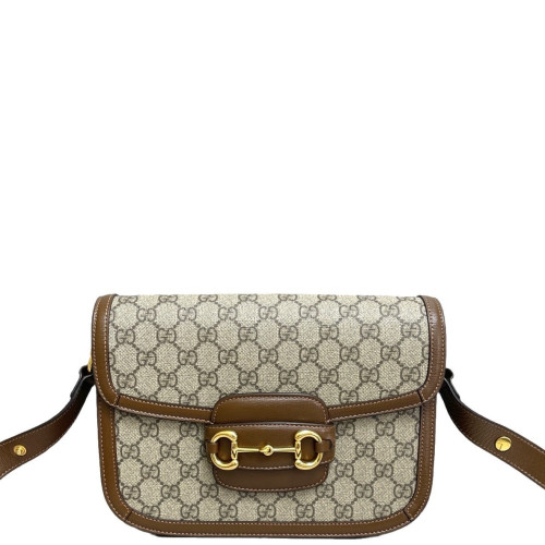 Gucci Medium Horsebit 1955 GG Supreme Monogram Beige Brown