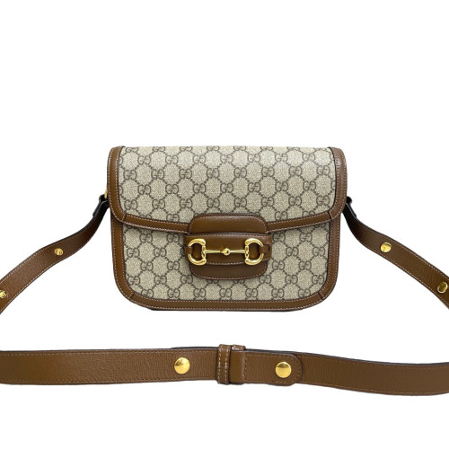 Gucci Medium Horsebit 1955 GG Supreme Monogram Beige Brown