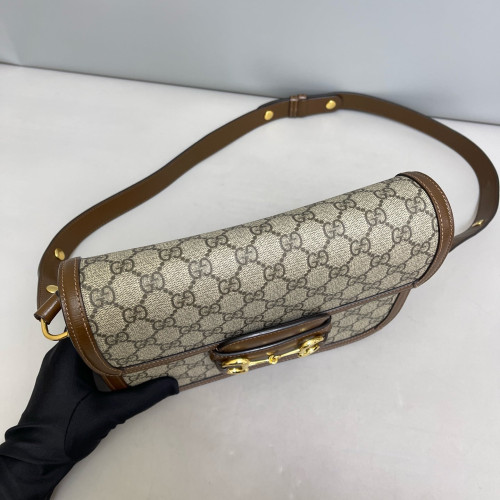 Gucci Medium Horsebit 1955 GG Supreme Monogram Beige Brown