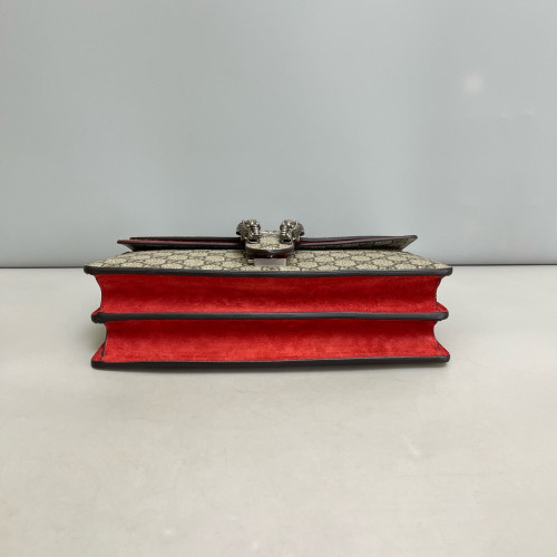 Gucci Meium Dionysus GG Supreme Monogram Suede Beige Brown Red
