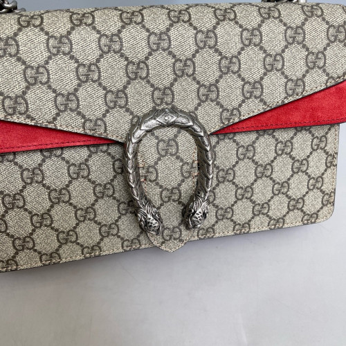 Gucci Meium Dionysus GG Supreme Monogram Suede Beige Brown Red
