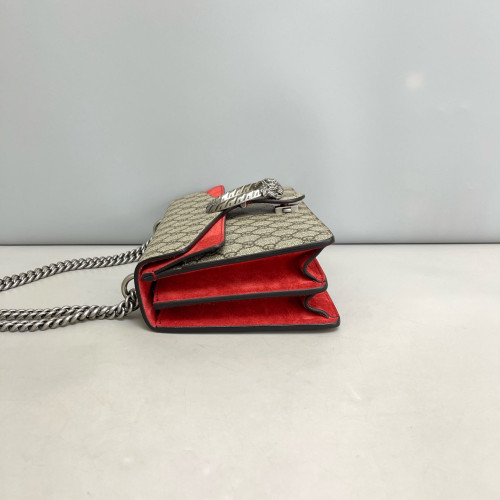 Gucci Meium Dionysus GG Supreme Monogram Suede Beige Brown Red