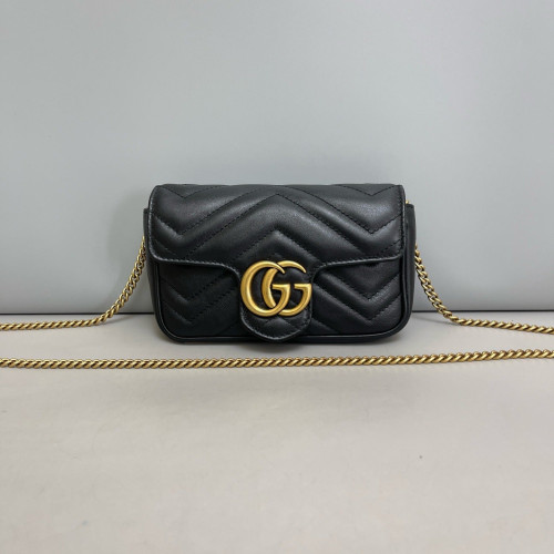 Gucci Super Mini GG Marmont Calfskin Black