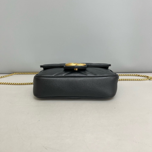 Gucci Super Mini GG Marmont Calfskin Black