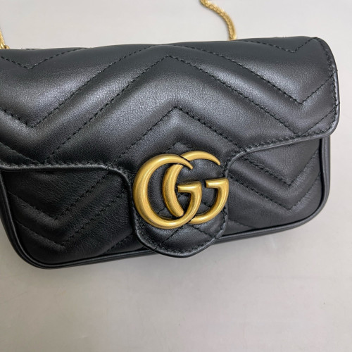 Gucci Super Mini GG Marmont Calfskin Black