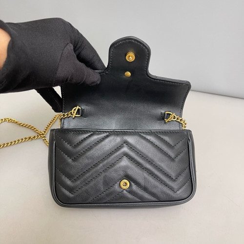 Gucci Super Mini GG Marmont Calfskin Black