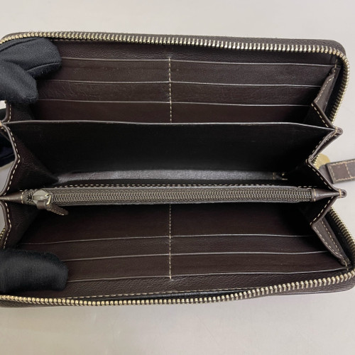 Gucci Zip Around Wallet GG Supreme Monogram Calfskin Light Brown Dark Brown