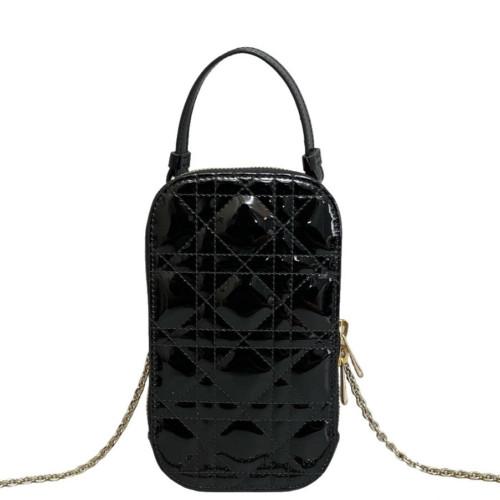 Dior Nano 30 Montaigne Pouch Patent Calfskin Black
