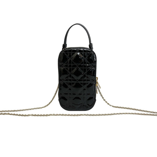 Dior Nano 30 Montaigne Pouch Patent Calfskin Black