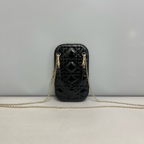 Dior Nano 30 Montaigne Pouch Patent Calfskin Black