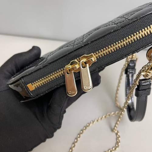 Dior Nano 30 Montaigne Pouch Patent Calfskin Black
