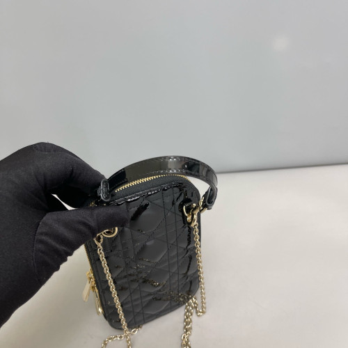 Dior Nano 30 Montaigne Pouch Patent Calfskin Black