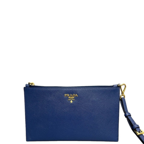 Prada Clutch Saffiano Calfskin Blue