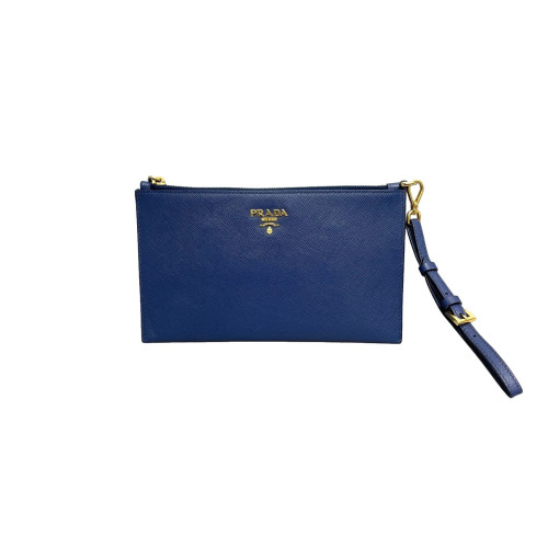 Prada Clutch Saffiano Calfskin Blue